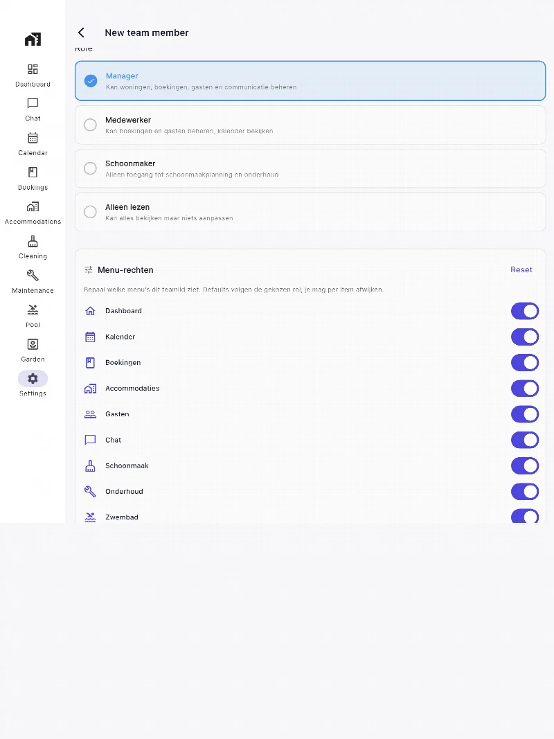 CasaMio: teamlid toevoegen en toegang instellen.